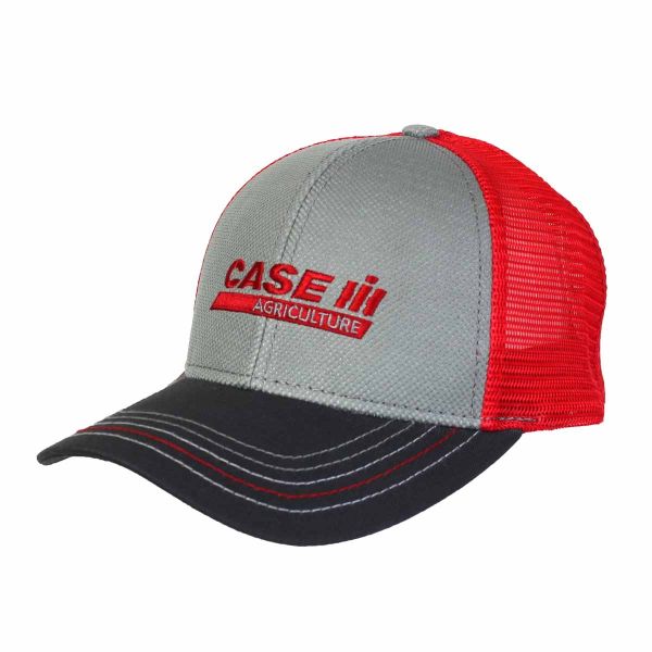 CNH101 - Casquette CASE IH Grise et noire maille rouge - 1