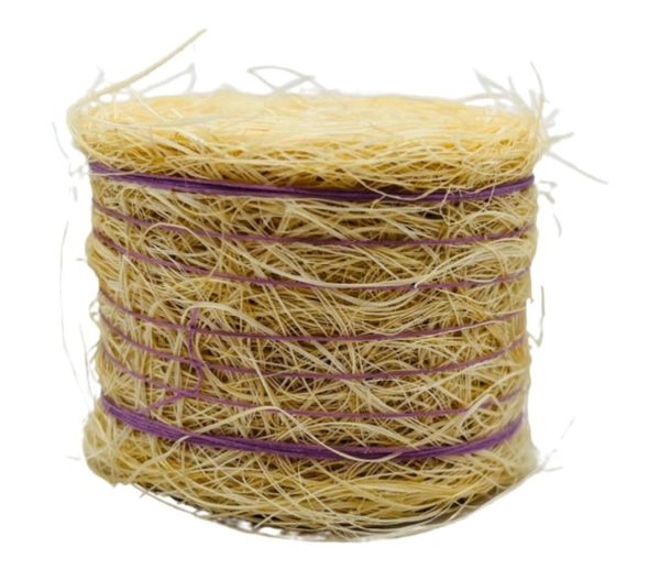 CW0273 - Balle de paille ronde avec ficelle Violette - Diam: 4,8cm x larg. 3,6cm - 1