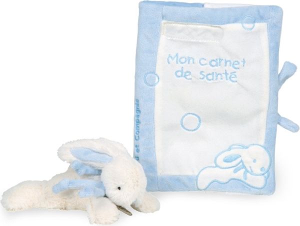 LAPIN BONBON - COFFRET Protège carnet de santé + lapin bleu - Référence  DC1306 fabriquée par DOUDOU ET COMPAGNIE