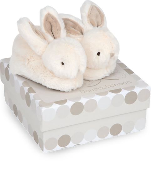 DC1310 - LAPIN BONBON - Chaussons avec hochet taupe - 0/6 mois - 1