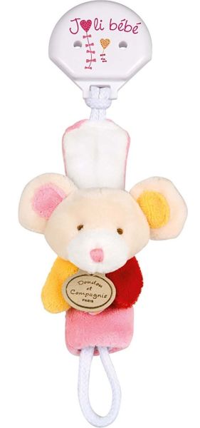 DC2509SOURIS - Attache-sucette - Souris Rouge rose et jaune - 1