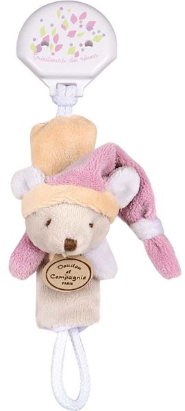 DC2509SOUROSE - Attache-sucette - Souris rose et beige - 1