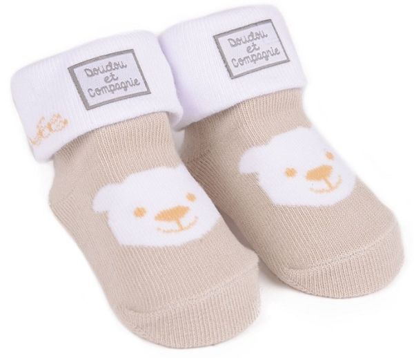 DC2726 - Chaussettes de naissance - Taupe avec ourson - 0/6 mois - 1
