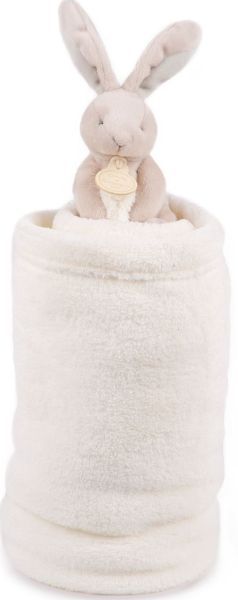 DC2755TAUPE - Plaid douceur et petit lapin Taupe - 100 x 70cm - 1