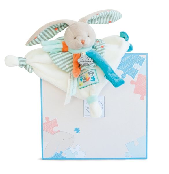 DC2984 - LAPIN HAPPY - Doudou attache-sucette - 1