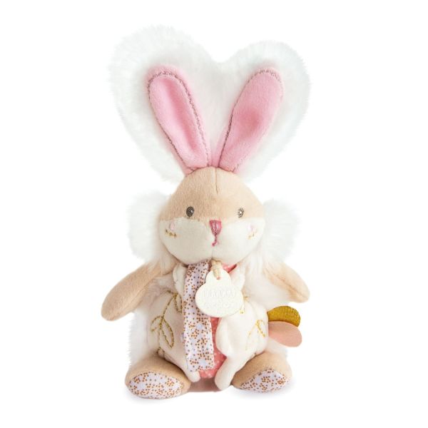 DC3484ROSE - Lapin de sucre - Pantin attache-Sucette avec hochet Rose - 1