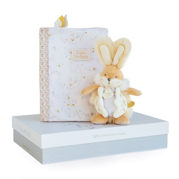 DC3497 - Lapin de sucre blanc - Coffret protège carnet de santé avec doudou - 1