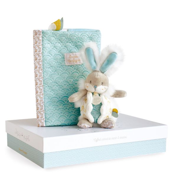 DC3499 - Lapin de sucre amande - Coffret protège carnet de santé avec doudou - 1