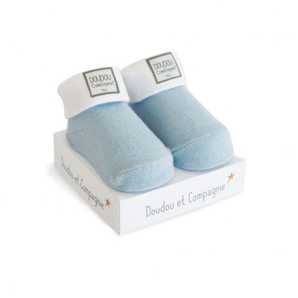 Chaussette de naissance - Bleu et blanche