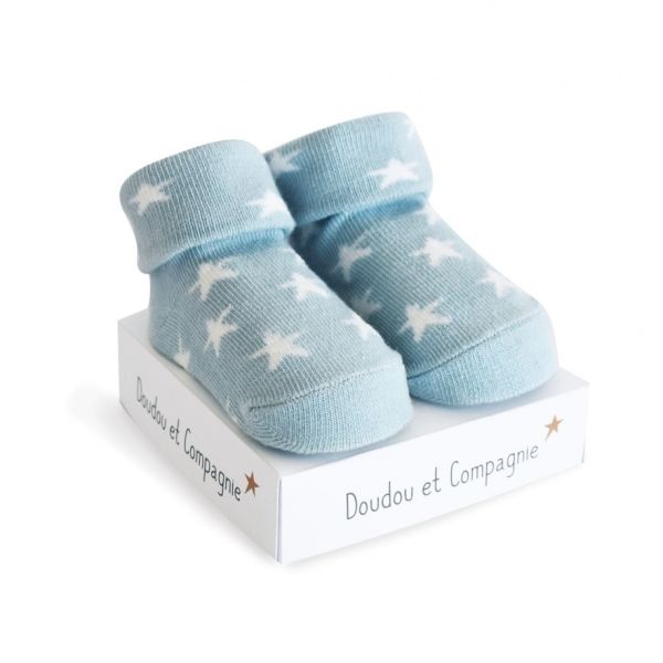 DC3703-04 - Chaussette de naissance - Bleu avec étoile Blanche - 1