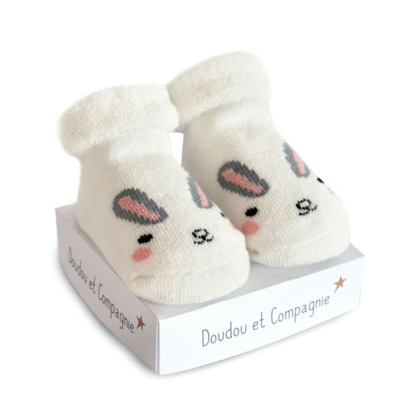 DC3706-03 - Chaussette de naissance petites bouilles - Blanche - 1