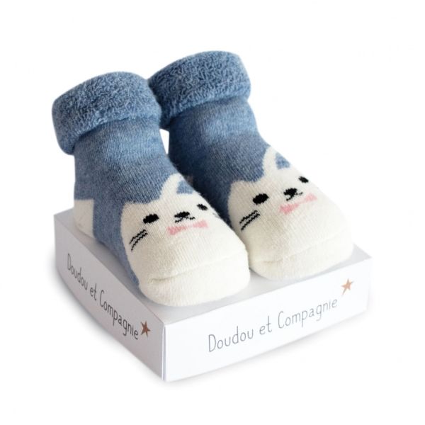 DC3706-01 - Chaussette de naissance petites bouilles - Bleue - 1