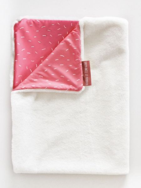 DC3720 - PLAID MOSAÏQUE - Corail et blanc - BIENTÔT DISPO - 1