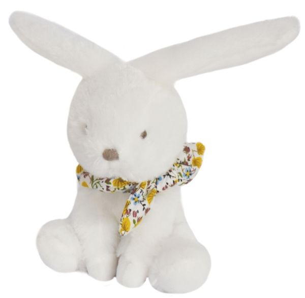 DC3818-02 - Lapin chouchou doudou avec foulard jaune fleuri - 1