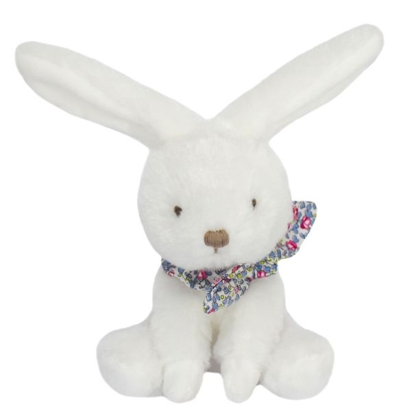 DC3818-01 - Lapin chouchou doudou avec foulard Bleu fleuri - 1