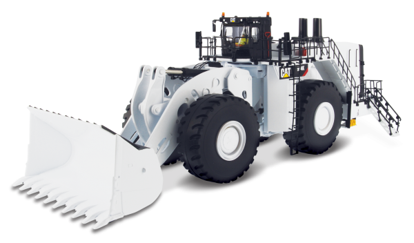 DCM85533 - Chargeuse blanche CATERPILLAR 994K avec conducteur et boite métal - 1