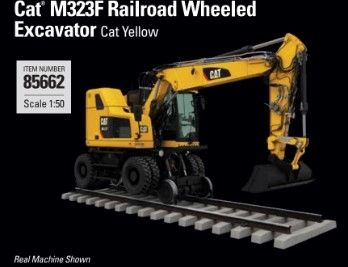 Diecast Masters 85612 – Pelle Caterpillar M323F 1:87, Version Rail-route, Accessoires Interchangeables, Boîte Métal, Pour Collection HO