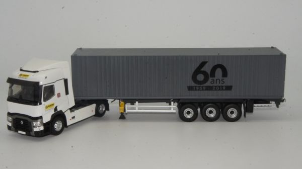ELI116609 - RENAULT T460 avec remorque porte container 3 essieux Transport KLINZING - 1