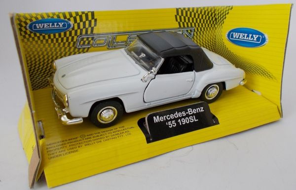 WEL701204BLA - MERCEDES BENZ 190sl 1955 cabriolet fermé blanc modèle à friction - 1