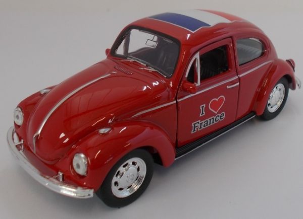 WELVW49720W - VOLKSWAGEN Beetle rouge I love France modèle à friction - 1
