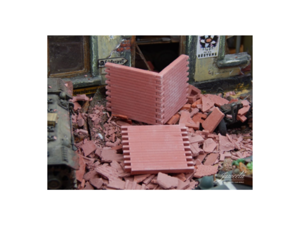 JUW23317 - Lot de 6 segments de mur en brique rouge - 1