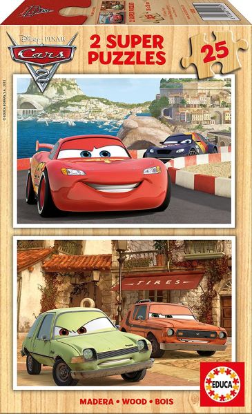 EDU14935 - 2 Puzzles 25 Pièces en Bois DISNEY - Cars 2 - 1