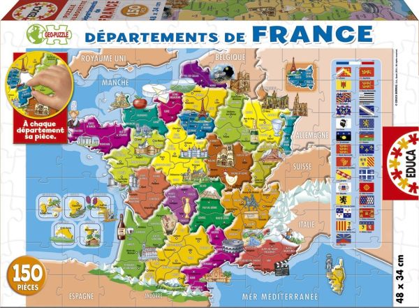 EDU14957 - Puzzle 150 Pièces Départements de FRANCE 48 x 34 cm - 1
