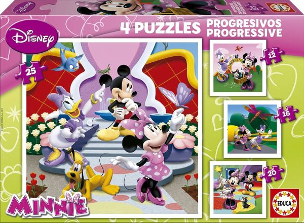 EDU15134 - 4 Puzzles de 12-16-20-25 Pièces DISNEY - Minnie et ses amis - 1