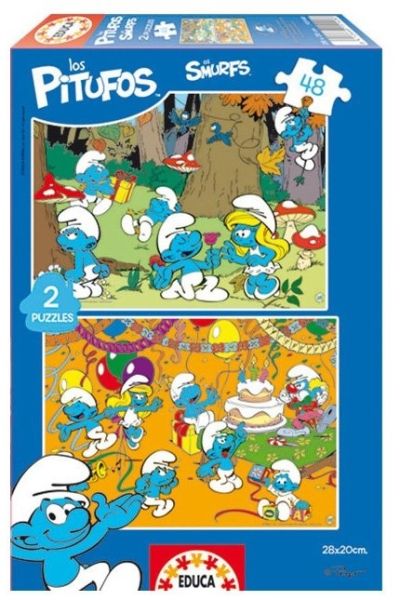 EDU15140 - 2 Puzzles 48 Pièces Les Schtroumpfs font la fêtes - 1