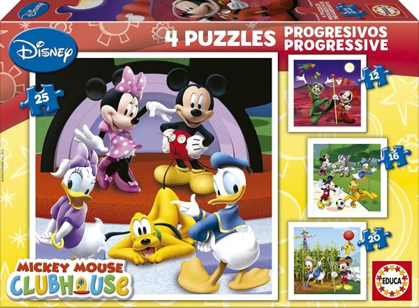 EDU15288 - 4 Puzzles de 12-16-20-25 Pièces DISNEY - Mickey, Minnie et leurs amis - 1