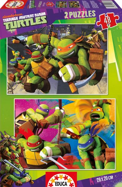 EDU15686 - 2 Puzzles 48 pièces TORTUES NINJA 28 x 20 cm - 1