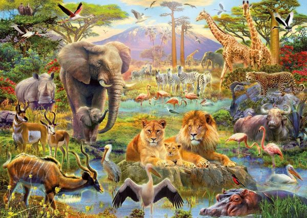 EDU16303 - Puzzle 1500 Pièces Le point d'eau Africain 85 x 60 cm - 1