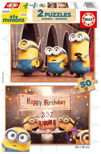 EDU16527 - 2 Puzzles 50 Pièces MINIONS 26 x 18 cm - 1