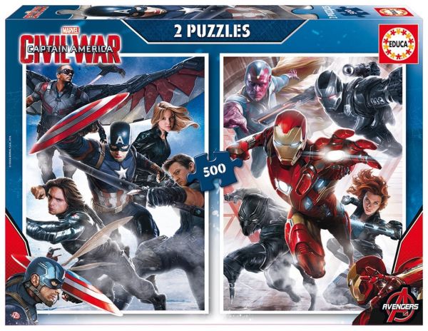 EDU16702 - 2 Puzzles 500 pièces CAPTAIN AMERICA 48 x 34 cm - 1