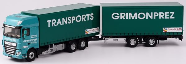 ELI116355 - DAF XF 6x2 porteur baché et remorque transport GRIMONPREZ - 1