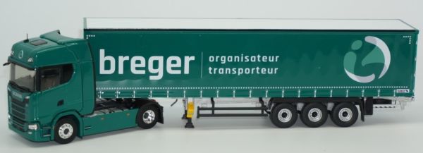 ELI116467 - SCANIA S450 4x2 et remorque bachée TAUTLINER transport BREGER - 1