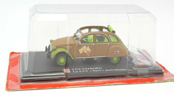 G1719012 - Citroen 2cv Surf Australienne marron et verte avec accessoires Collecttion Auto Plus vendue sous blister - 1