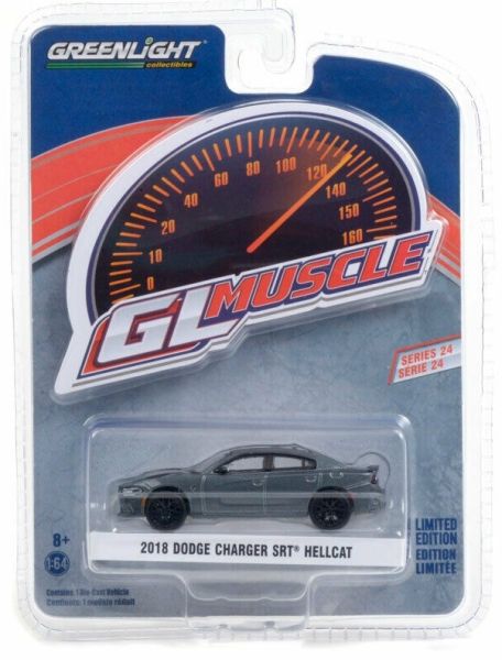 GREEN13290-D - DODGE Charger SRT Hellcat 2018 grise métallisée Série GL Muscle vendu sous blister - 1