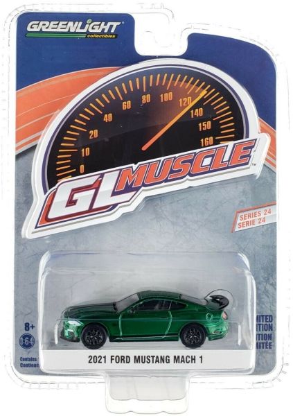 GREEN13290-F - FORD Mustang Mach1 2021 verte métallisée Série GL Muscle vendu sous blister - 1