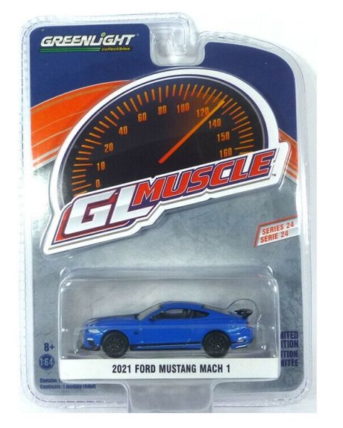 GREEN13290-FBLEU - FORD Mustang Mach1 2021 bleue Série GL Muscle vendue sous blister - 1
