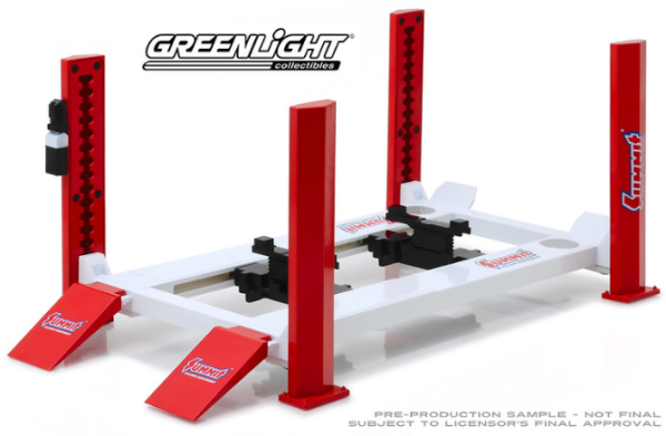GREEN13549 - Pont élévateur 4 pieds SUNNIT rouge et blanc pour véhicule échelle 1/18 à assembler - 1