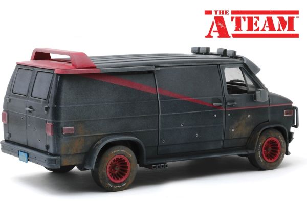 Miniature GMC Vandura 1983 L'Agence Tous Risques The A-Team  1983-1987  Version Salie Et Impactes De Balles