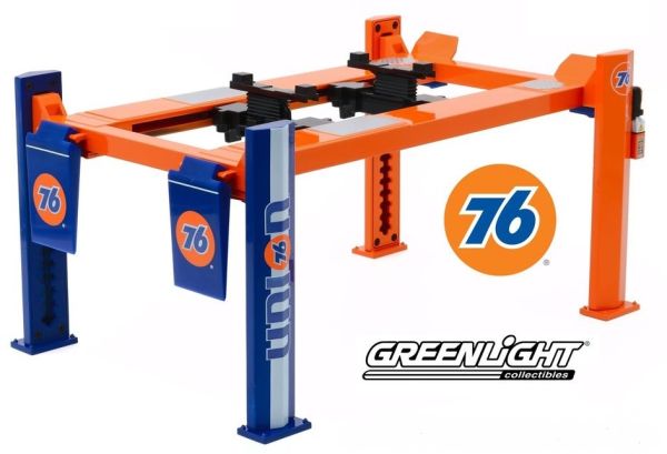 GREEN13579 - Pont élévateur 4 pieds UNION 76 pour véhicule échelle 1/18 à assembler - 1