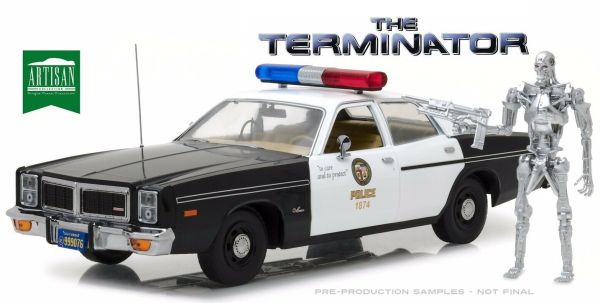 GREEN19042 - DODGE Monaco Metropolitian Police 1977 The Terminator avec la figurine du Terminator T800 incluse - 1