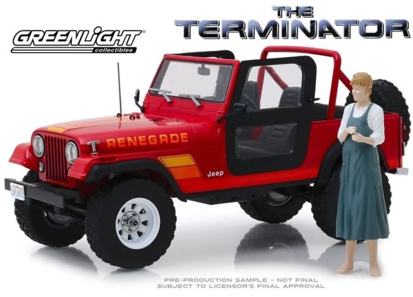 GREEN19060 - JEEP CJ-7 Renegade du film THE TERMINATOR avec la figurine Sarah Connor incluse - 1