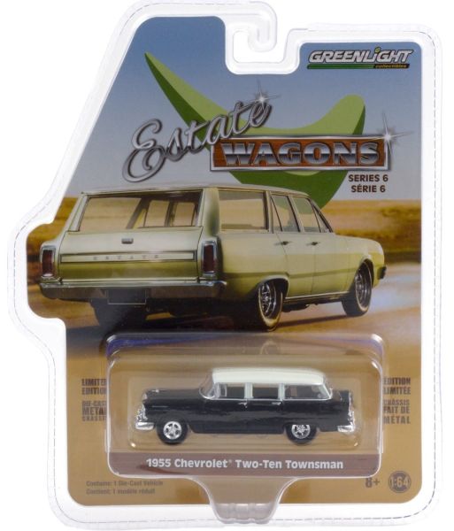 GREEN36010-A - CHEVROLET Two-Ten Townsman break 1955 noire toit blanc série Estate Wagons vendue sous blister - 1