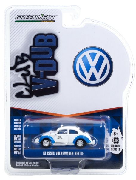 GREEN36020-F - VOLKSWAGEN Beetle Classic taxi blanc et bleu Série Club V-Dub vendue sous blister - 1
