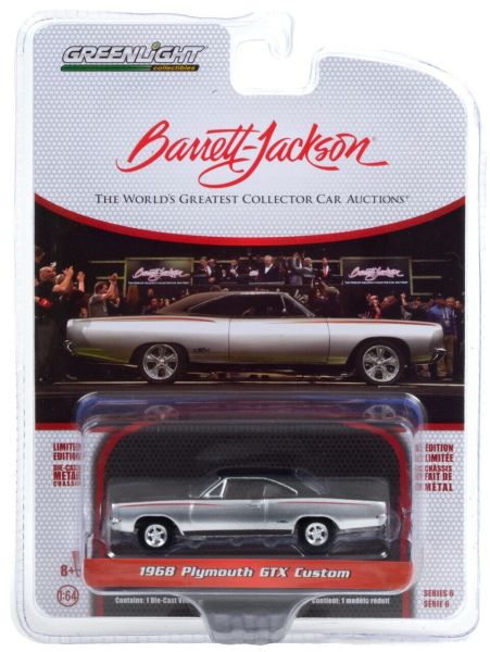 GREEN37220-A - PLYMOUTH GTX Custom 1968 grise et noire Barrett Jackson vendue sous blister - 1