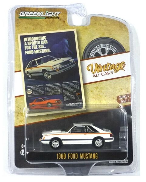 GREEN39060-D - FORD Mustang 1980 blanche Série Vintage AD Car vendue sous blister - 1