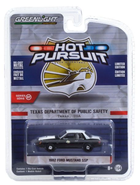 GREEN42950-A - FORD Mustang SSP 1982 noire et blanche Texas Department Of Public Safety Série The Hot Poursuit vendue sous blister - 1